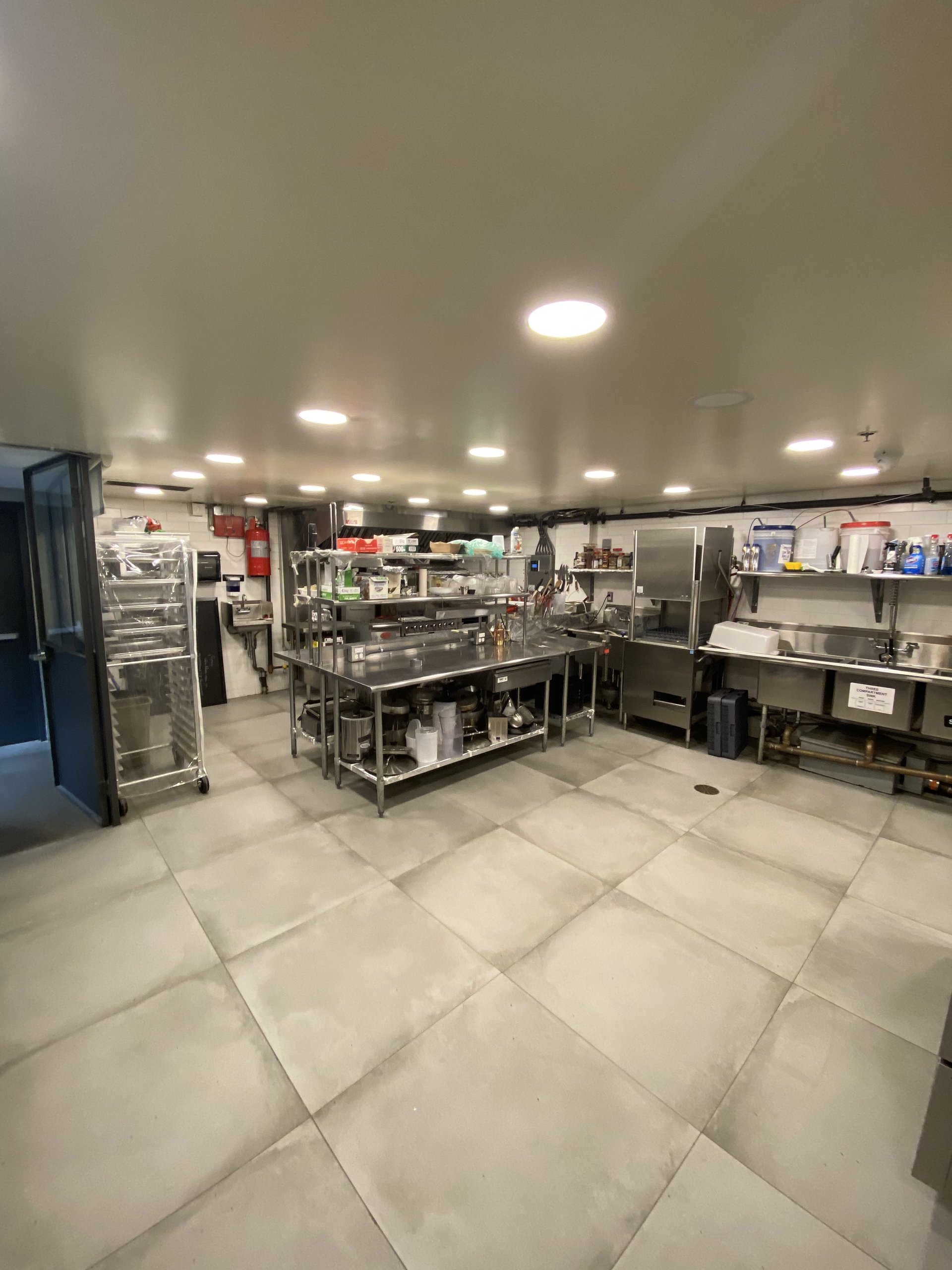 The commercial kitchen at Billy Penn Studios, available for filming