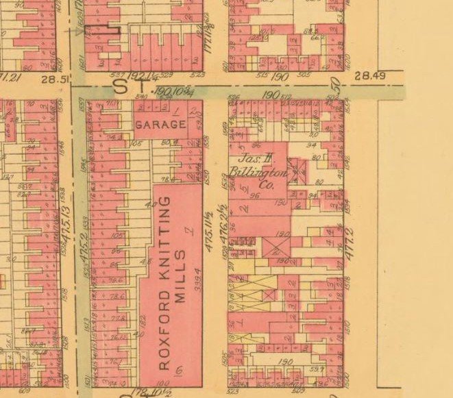 A 1922 Philadelphia atlas showing the block at N 5th and Oxford, with no lobby building yet standing on the corner