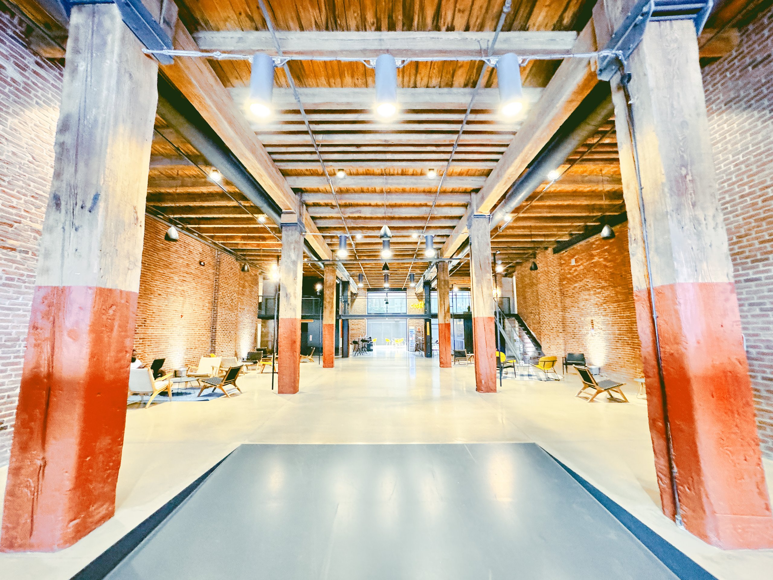 The lobby at Billy Penn Studios, a restored factory in Olde Kensington, Philadelphia