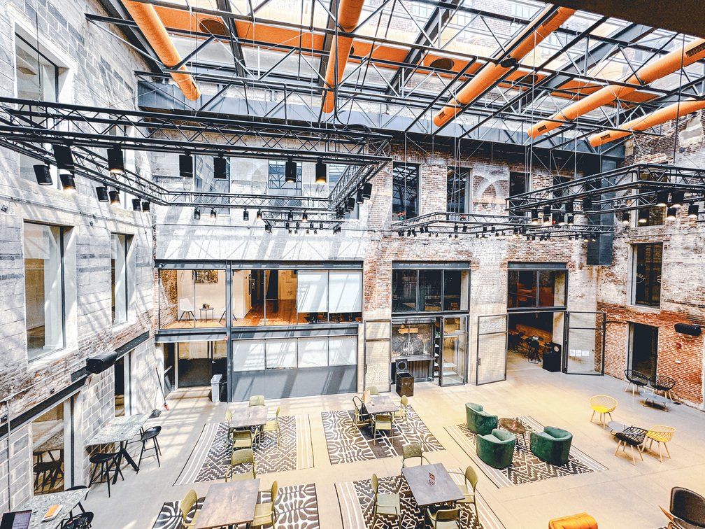 The restored courtyard atrium at Billy Penn Studios, Olde Kensington