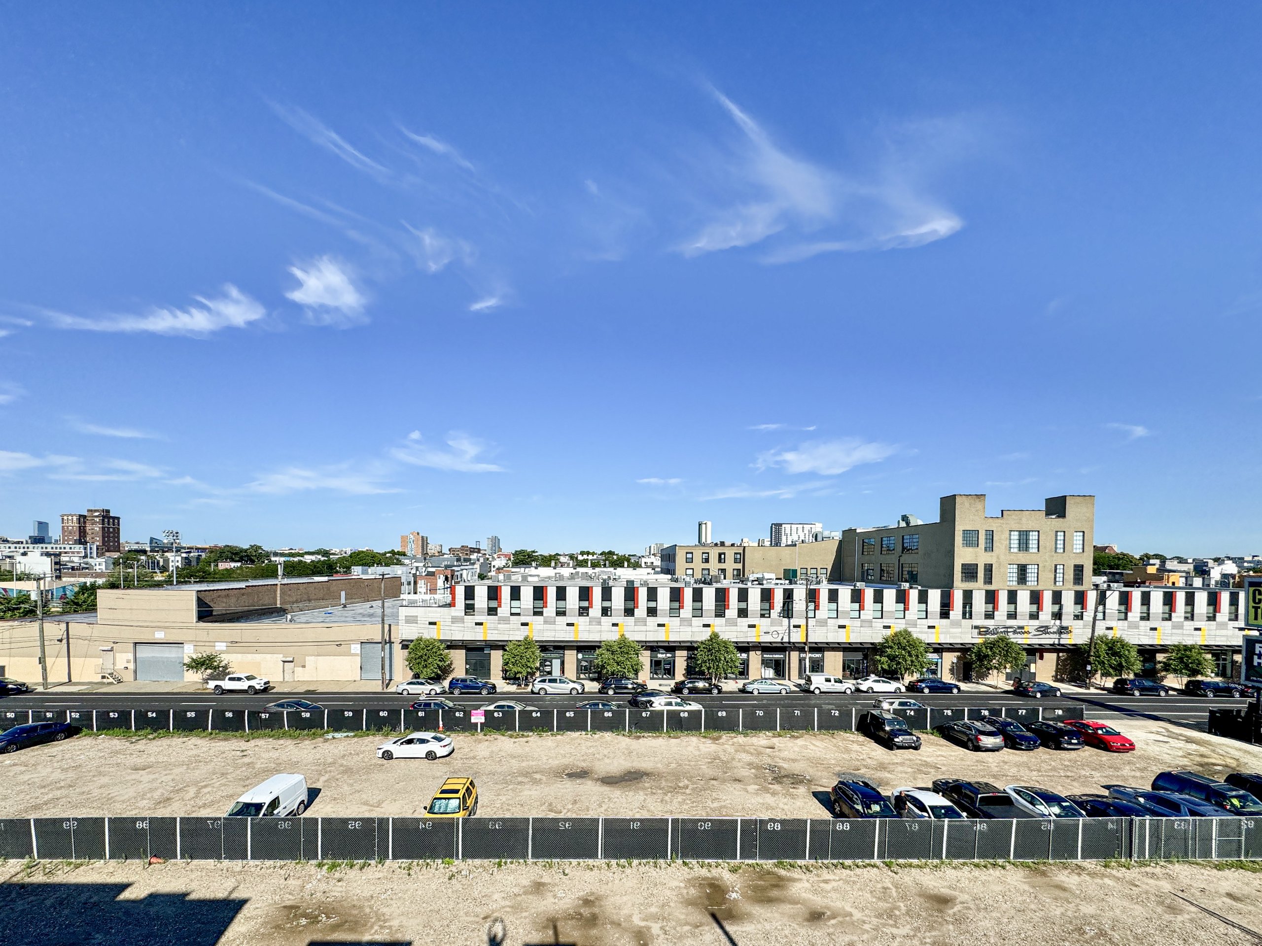 The off-street parking lot at Billy Penn Studios, with room for production vehicles