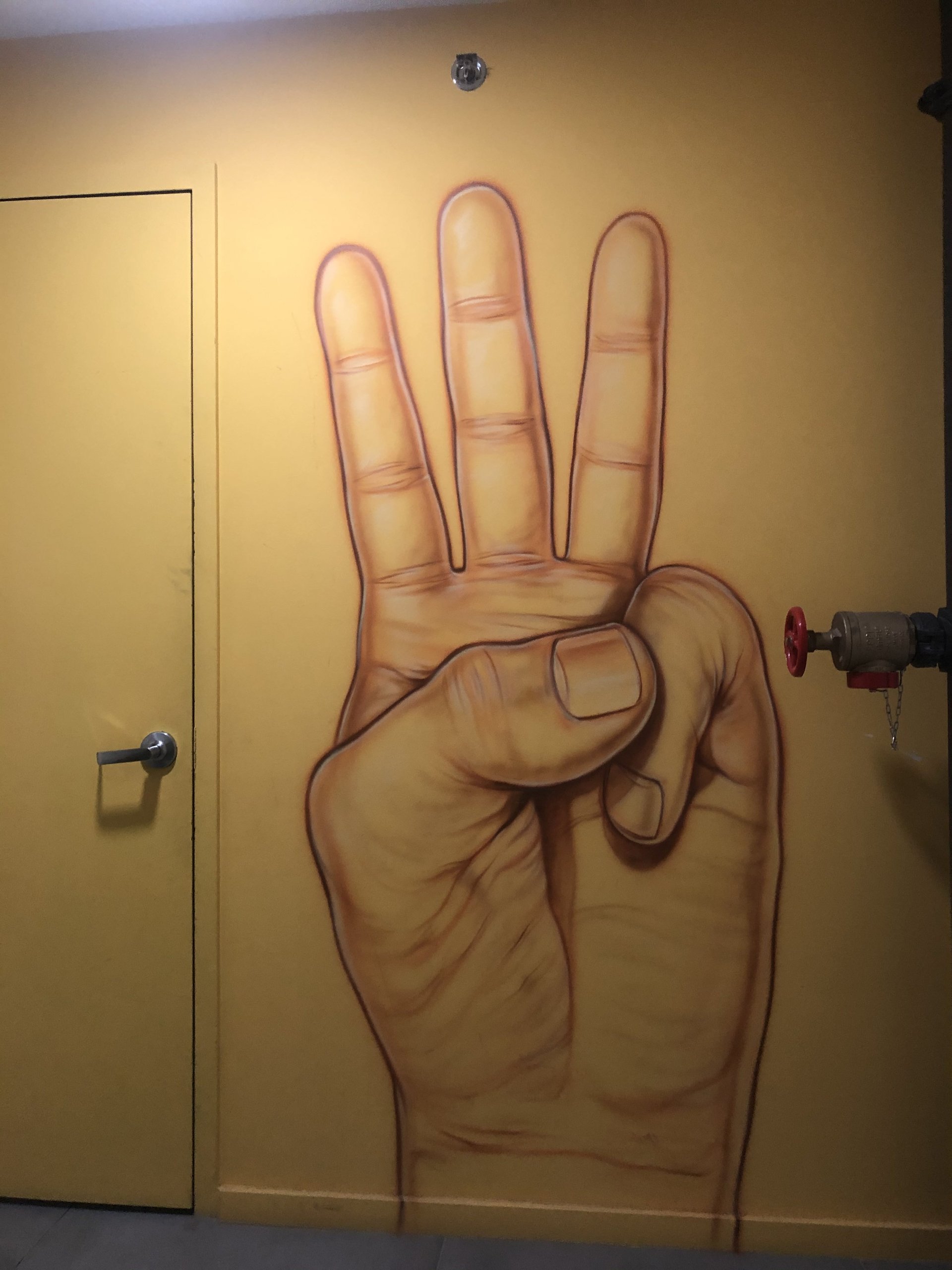 Hand painted artwork in the common areas at Billy Penn Studios