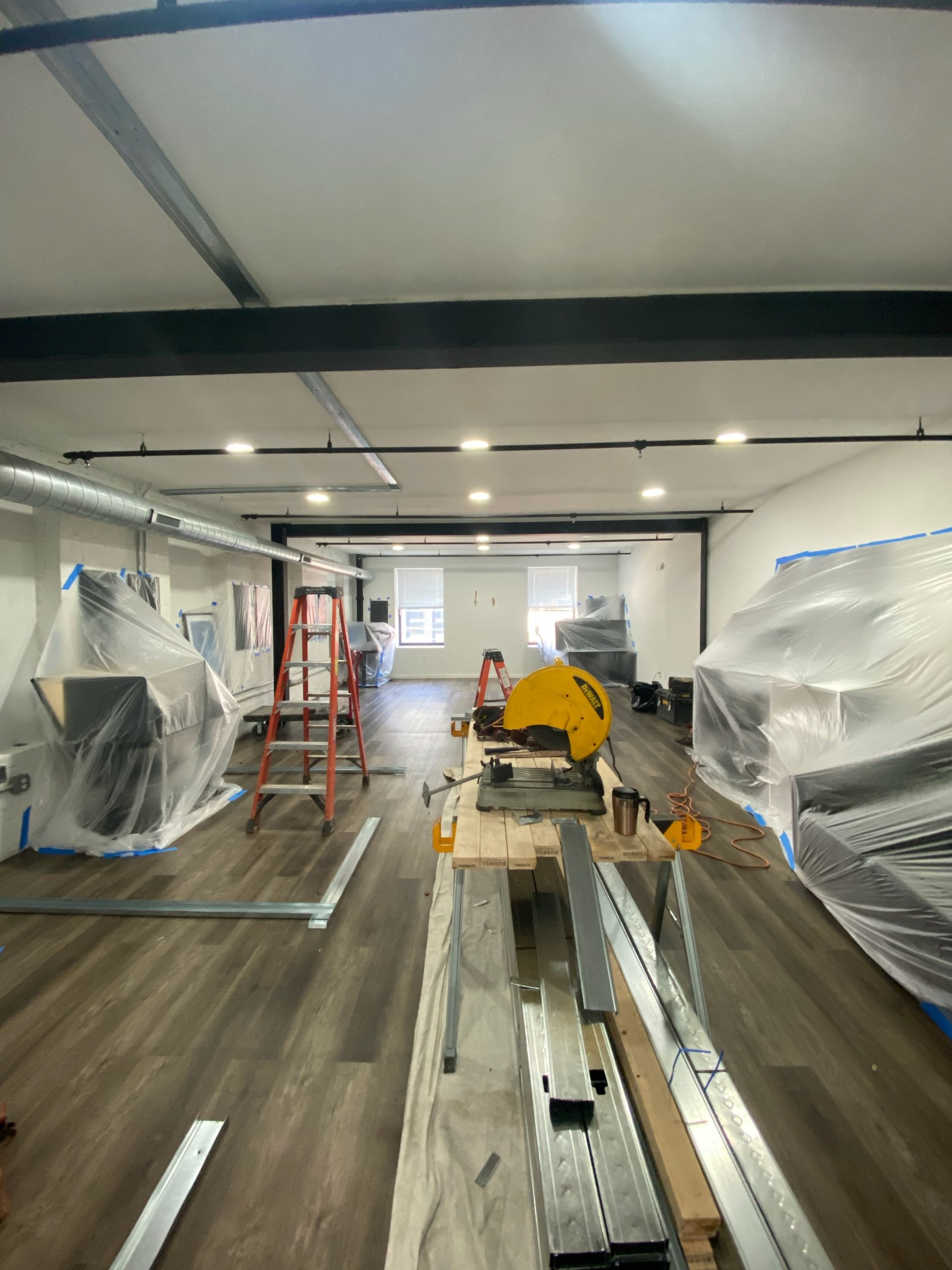 A custom office fit out under construction at Billy Penn Studios