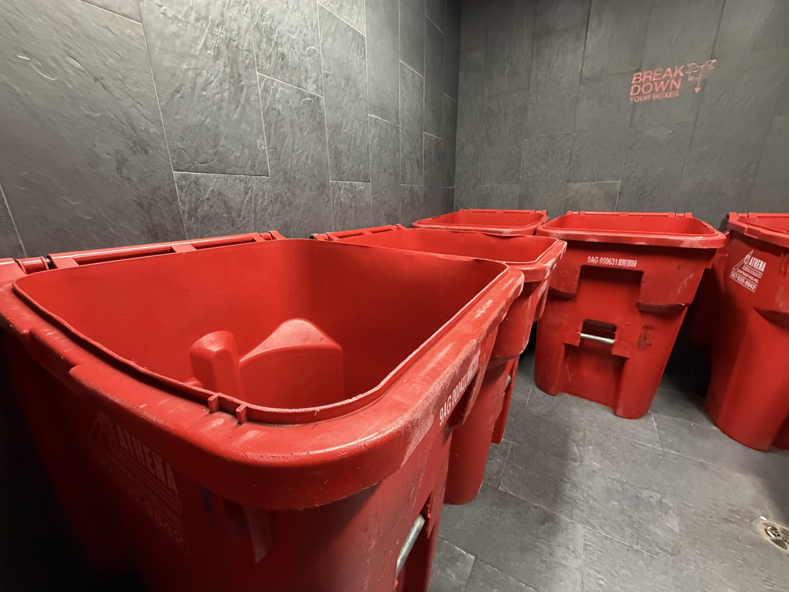 The trash and recycling room at Billy Penn Studios